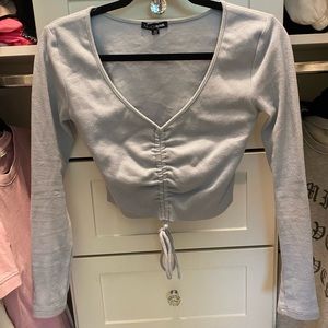 Fashion Nova baby blue long sleeve crop top